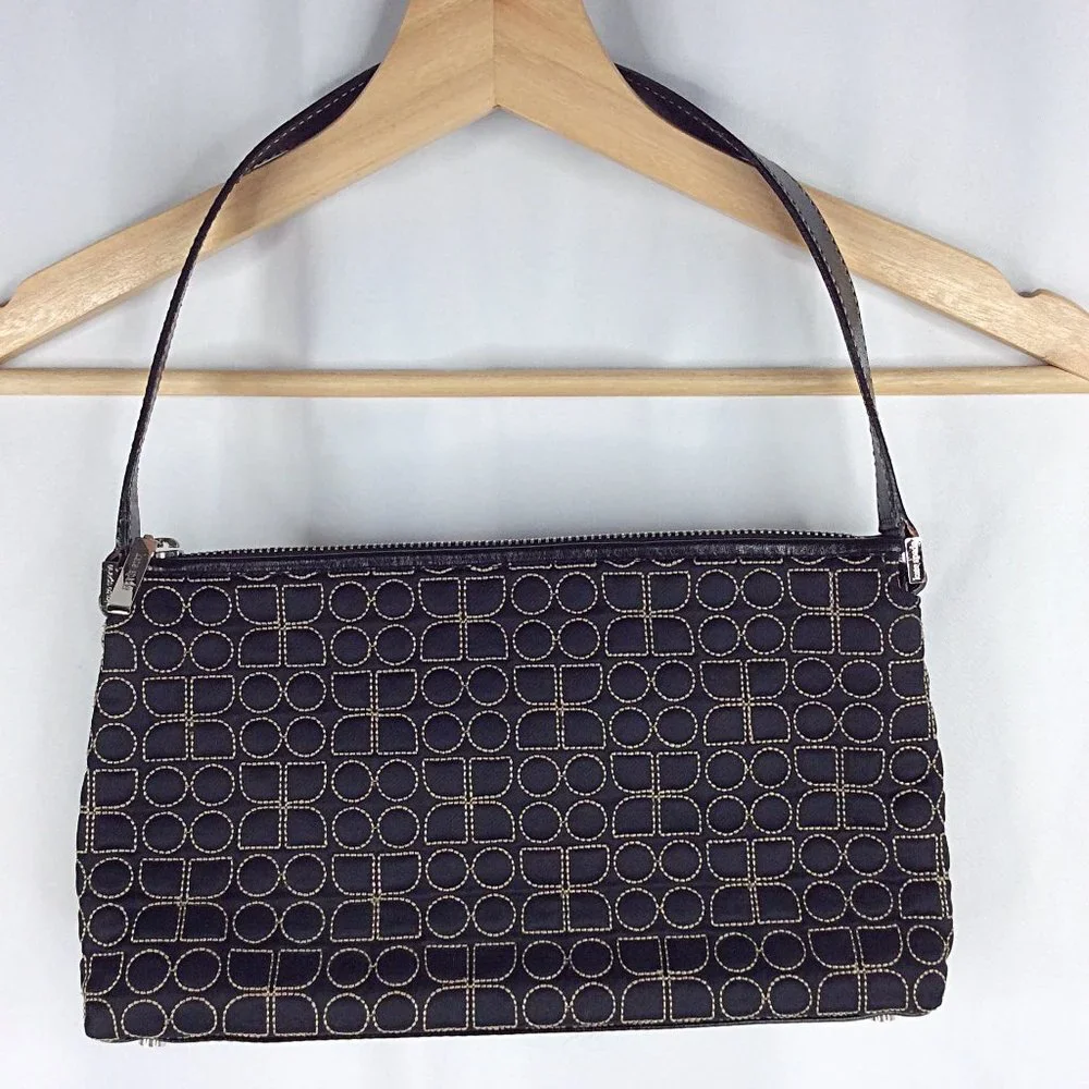 Kate Spade New‎ York Quilted Shoulder Bag Purse Black Pink Suede Lining
